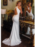 Halter Neck Ivory Satin Open Back Minimalist Wedding Dress